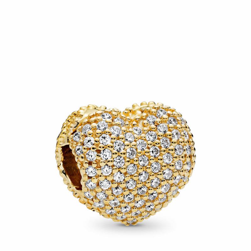 Pandora Shine™ Pave Open My Heart Clip Charm - 18ct Gold Plated/Cubic Zirconia - Canada | YT6239HB